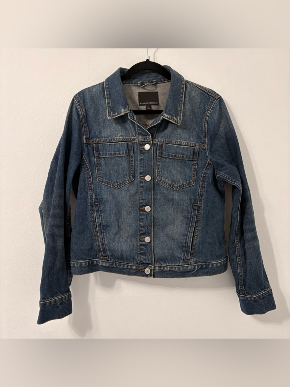 Banana Republic Classic Blue Denim 100% Cotton Jacket Sz L - Picture 6 of 7